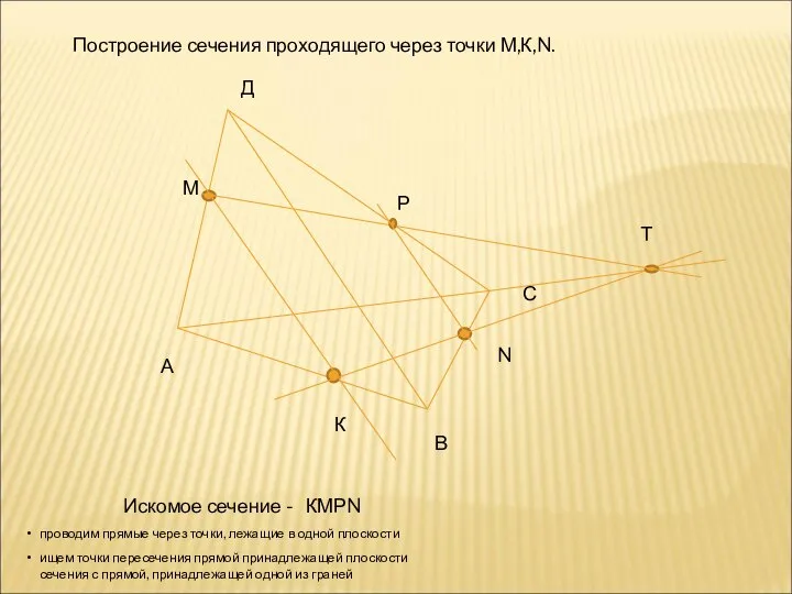 А В С Д М К N Построение сечения проходящего через