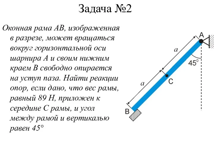 Задача №2 Оконная рама АВ, изображенная в разрезе, может вращаться вокруг