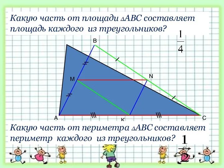 A B C M K N Какую часть от площади ∆АВС