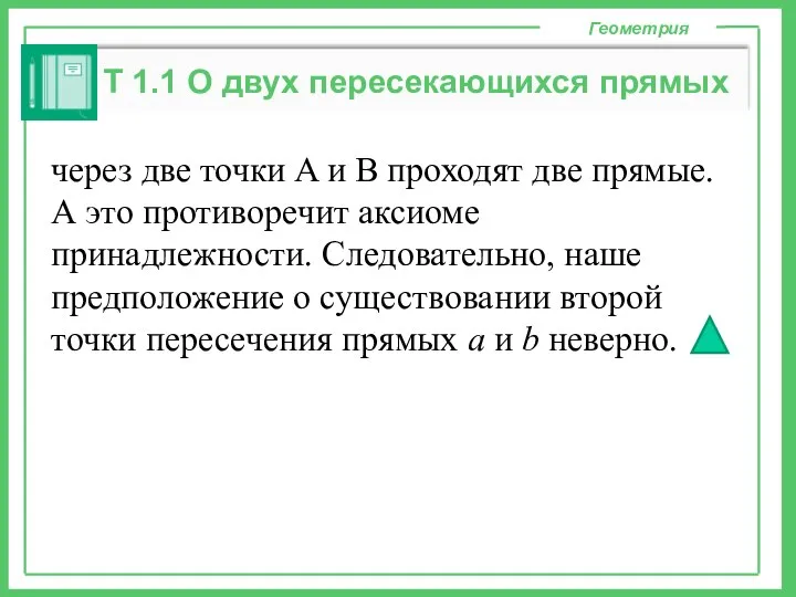 Геометрия Т 1.1 О двух пересекающихся прямых через две точки A