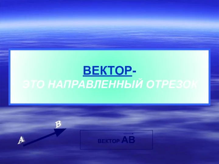 ВЕКТОР- ЭТО НАПРАВЛЕННЫЙ ОТРЕЗОК А В ВЕКТОР АВ