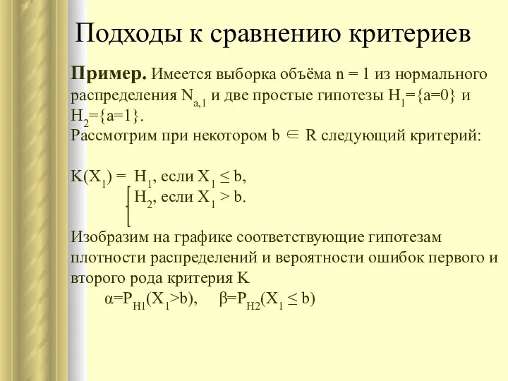 Пример. Имеется выборка объёма n = 1 из нормального распределения Na,1