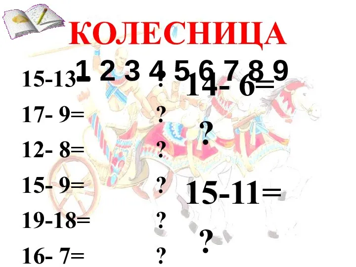 КОЛЕСНИЦА 1 2 3 4 5 6 7 8 9 15-13=