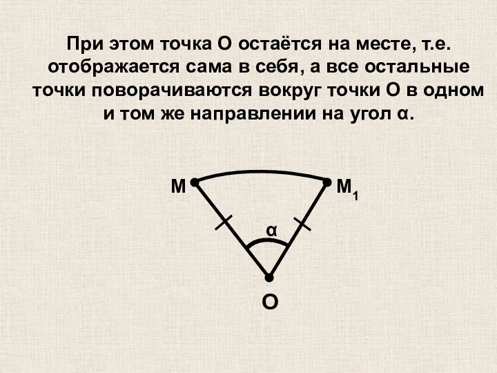 О α M M1 При этом точка O остаётся на месте,