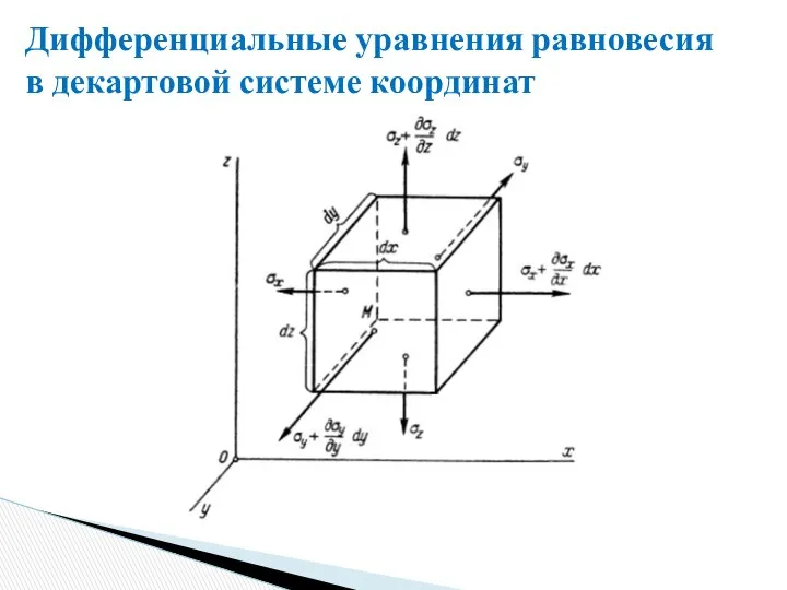 Дифференциальные уравнения равновесия в декартовой системе координат