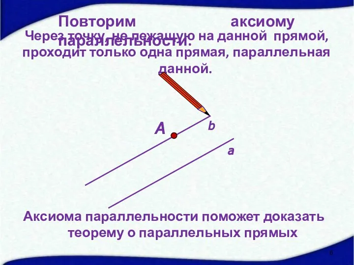 А Через точку, не лежащую на данной прямой, проходит только одна