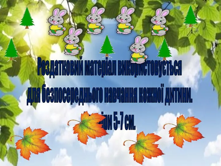 Роздатковий матеріал використовується для безпосереднього навчання кожної дитини. Розміри 5-7 см.