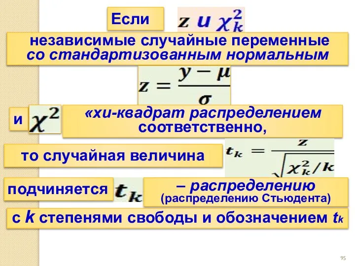 Если независимые случайные переменные со стандартизованным нормальным и то случайная величина