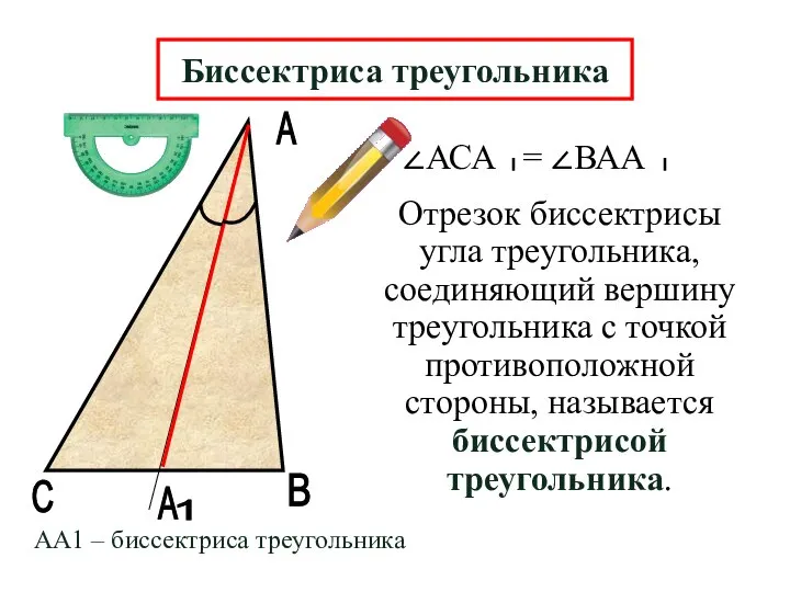 А В А Отрезок биссектрисы угла треугольника, соединяющий вершину треугольника с