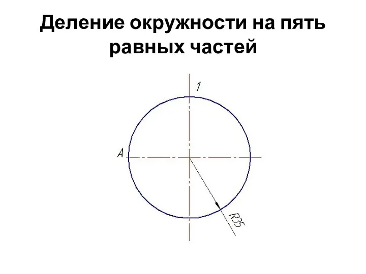 Деление окружности на пять равных частей