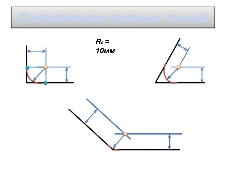 Сопряжение прямых линий Rс = 10мм
