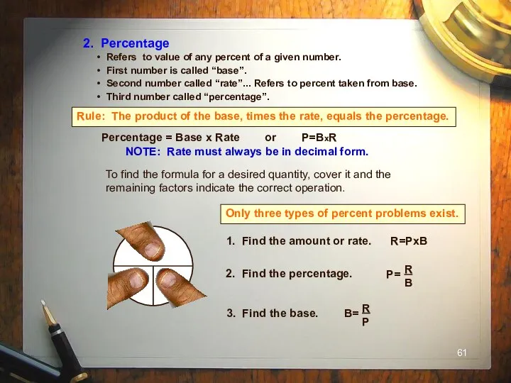 2. Percentage Refers to value of any percent of a given