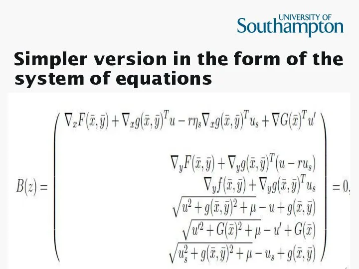 Simpler version in the form of the system of equations