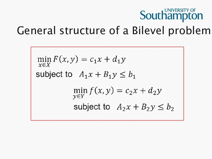 General structure of a Bilevel problem