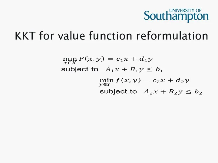 KKT for value function reformulation