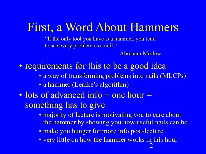 First, a Word About Hammers requirements for this to be a