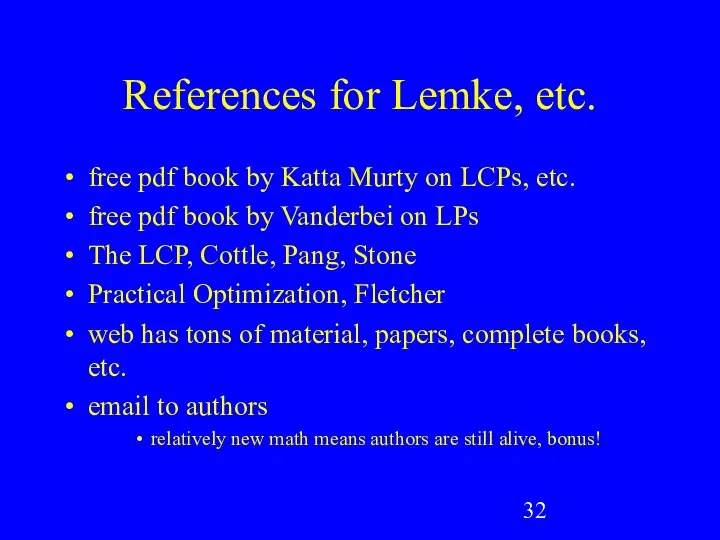 References for Lemke, etc. free pdf book by Katta Murty on