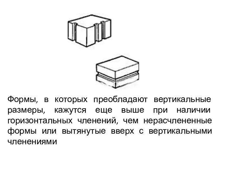 Формы, в которых преобладают вертикальные размеры, кажутся еще выше при наличии