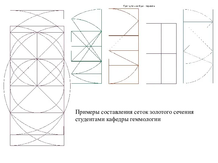 Примеры составления сеток золотого сечения студентами кафедры геммологии