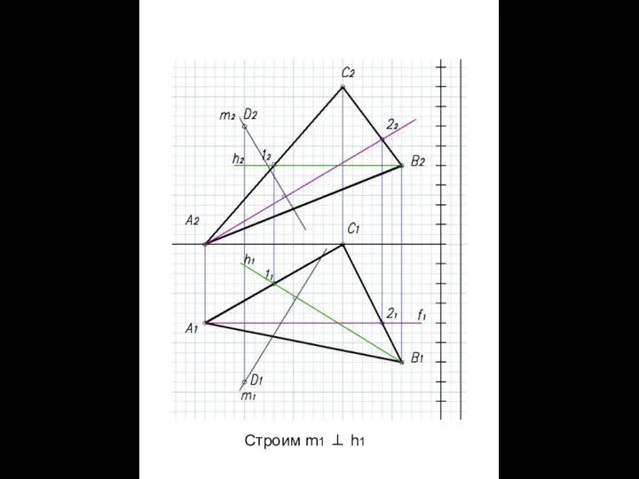 Строим m1 ⊥ h1