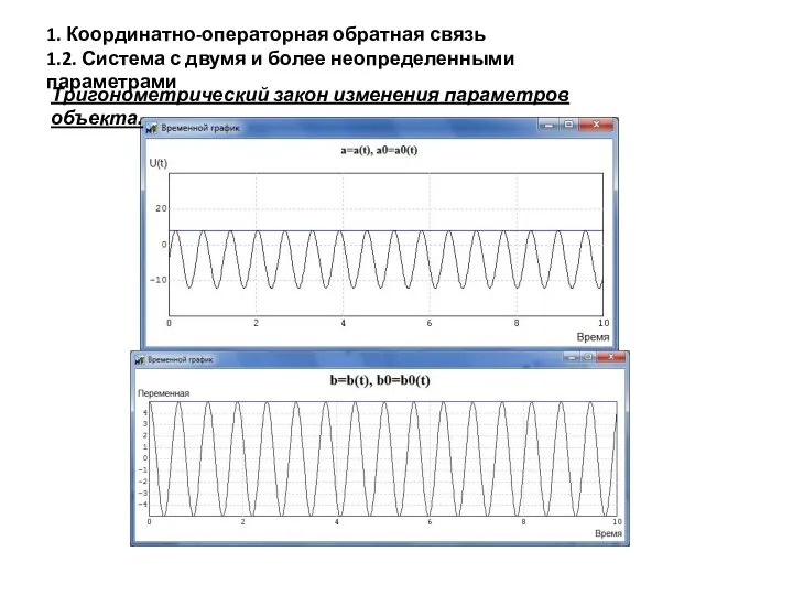 Тригонометрический закон изменения параметров объекта. 1. Координатно-операторная обратная связь 1.2. Система