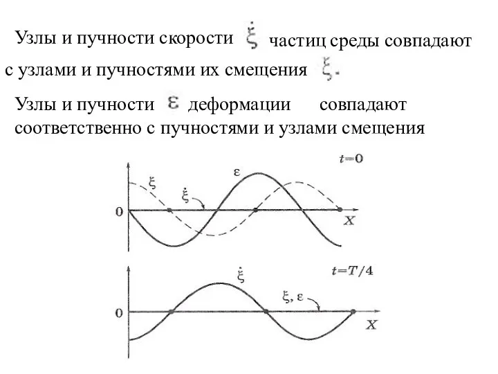 Узлы и пучности скорости частиц среды совпадают с узлами и пучностями