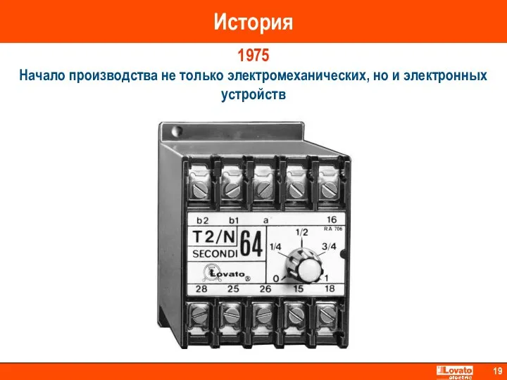 История 1975 Начало производства не только электромеханических, но и электронных устройств