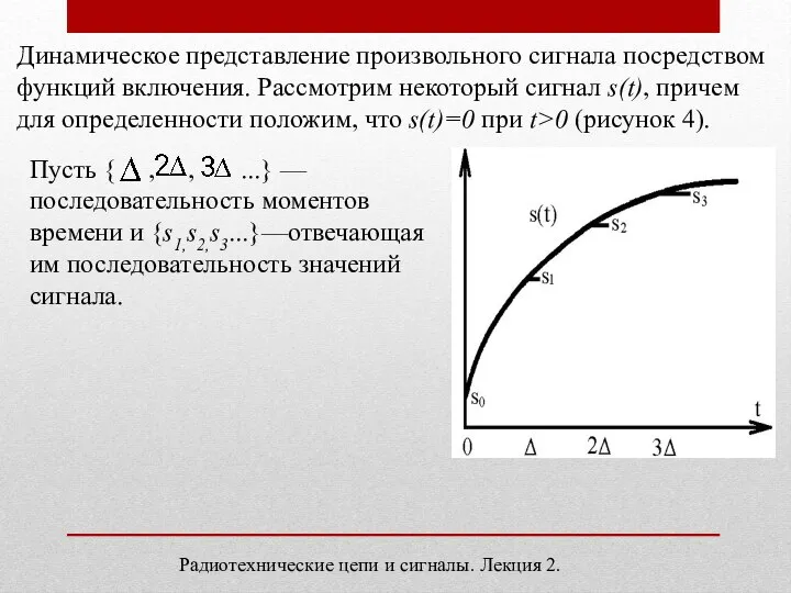 Радиотехнические цепи и сигналы. Лекция 2. Динамическое представление произвольного сигнала посредством