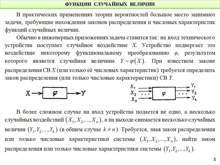 ФУНКЦИИ СЛУЧАЙНЫХ ВЕЛИЧИН