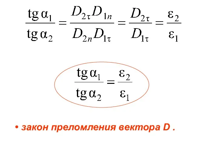 закон преломления вектора D .