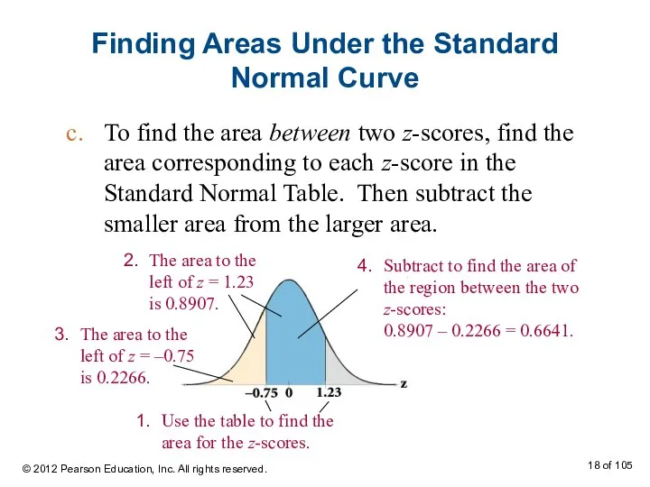 Finding Areas Under the Standard Normal Curve To find the area