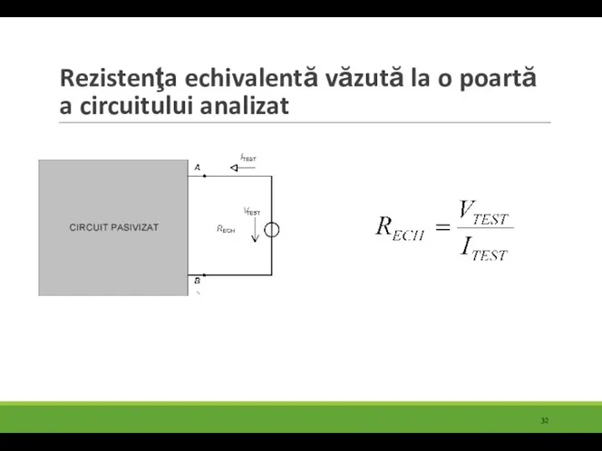 Rezistenţa echivalentă văzută la o poartă a circuitului analizat