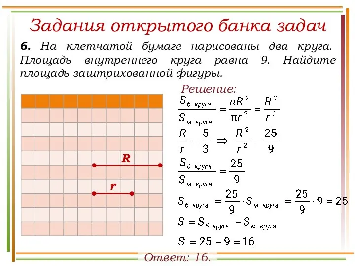 Задания открытого банка задач 6. На клетчатой бумаге нарисованы два круга.