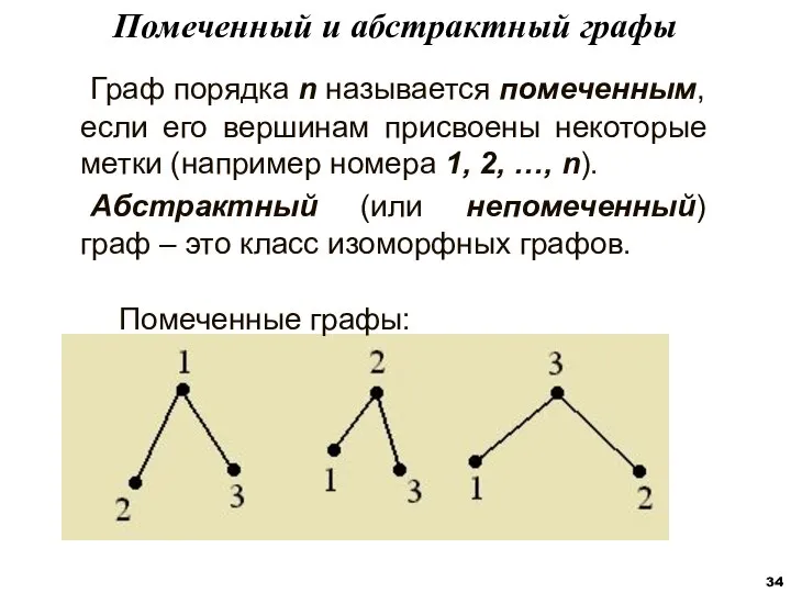 Граф порядка n называется помеченным, если его вершинам присвоены некоторые метки