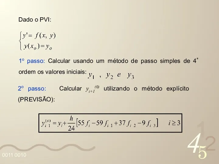 Dado o PVI: 1o passo: Calcular usando um método de passo