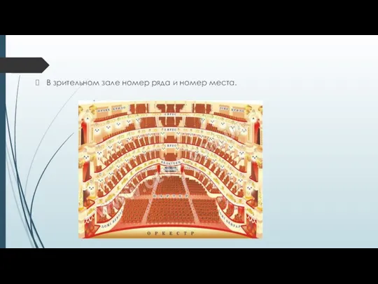 В зрительном зале номер ряда и номер места.