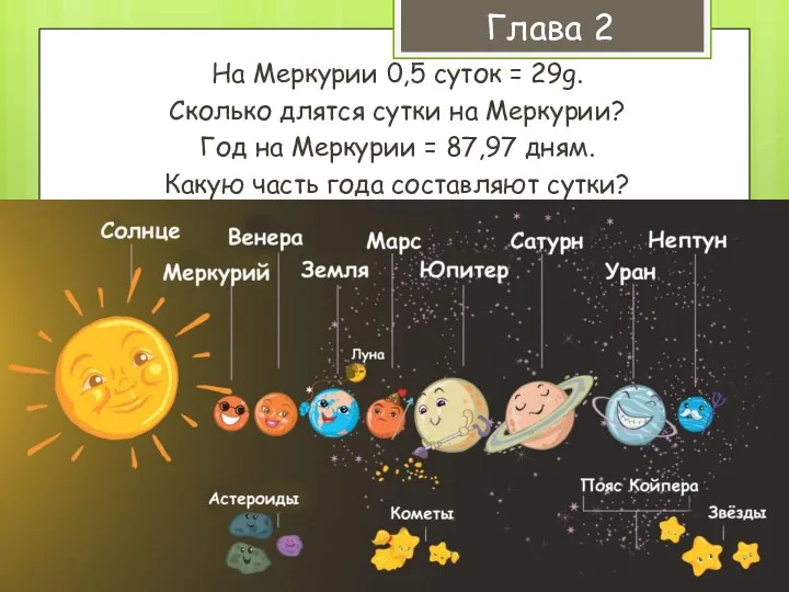 Глава 2 На Меркурии 0,5 суток = 29g. Сколько длятся сутки