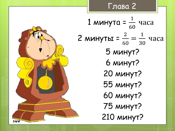 5 минут? 6 минут? 20 минут? 55 минут? 60 минут? 75 минут? 210 минут? Глава 2