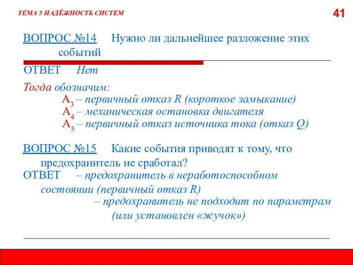 41 ВОПРОС №14 Нужно ли дальнейшее разложение этих событий ТЕМА 5