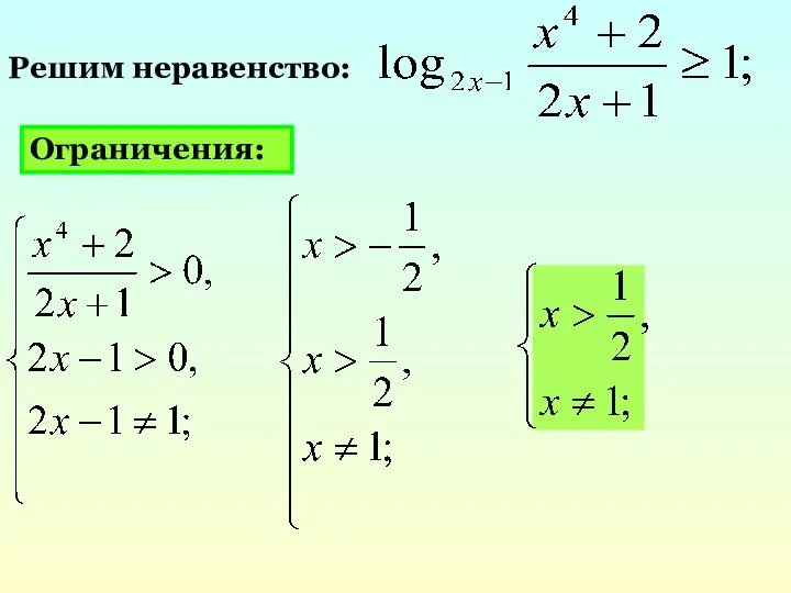 Ограничения: Решим неравенство: