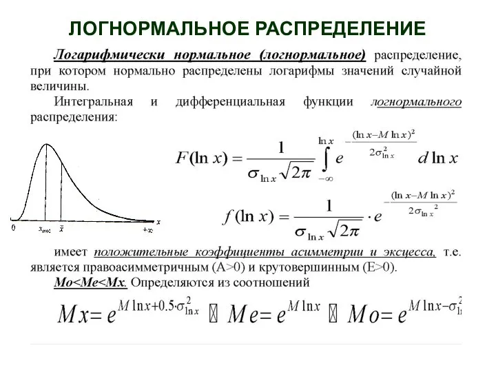 ЛОГНОРМАЛЬНОЕ РАСПРЕДЕЛЕНИЕ