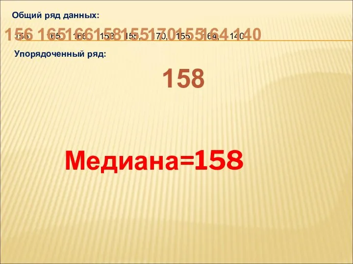 Общий ряд данных: 156, 165, 166, 158, 155, 170, 155, 164,