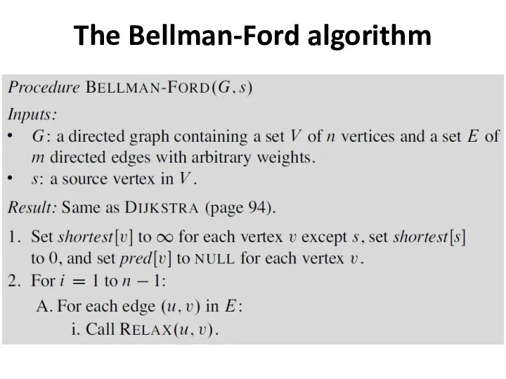 The Bellman-Ford algorithm