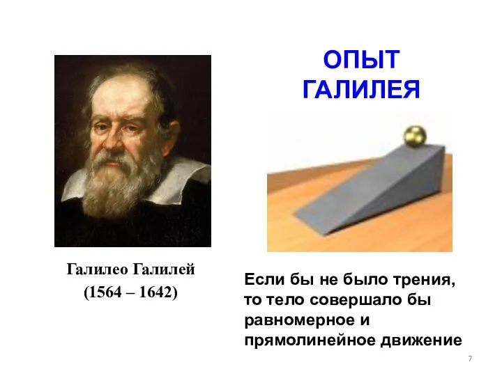 Галилео Галилей (1564 – 1642) ОПЫТ ГАЛИЛЕЯ Если бы не было