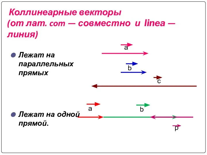 Коллинеарные векторы (от лат. com — совместно и linea — линия)