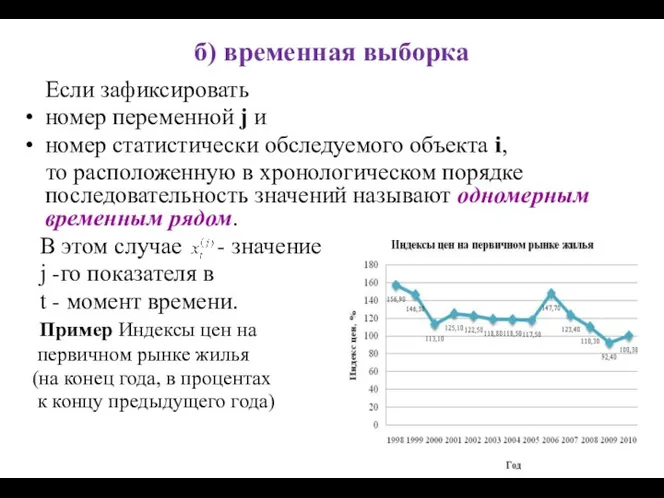 б) временная выборка Если зафиксировать номер переменной j и номер статистически