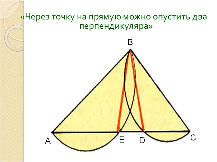 «Через точку на прямую можно опустить два перпендикуляра»