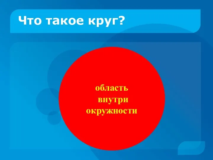 Что такое круг? область внутри окружности