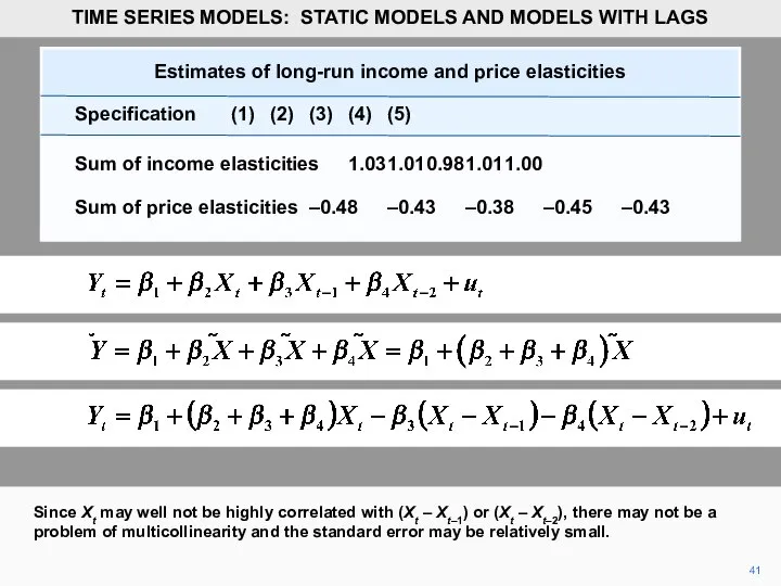 41 Since Xt may well not be highly correlated with (Xt