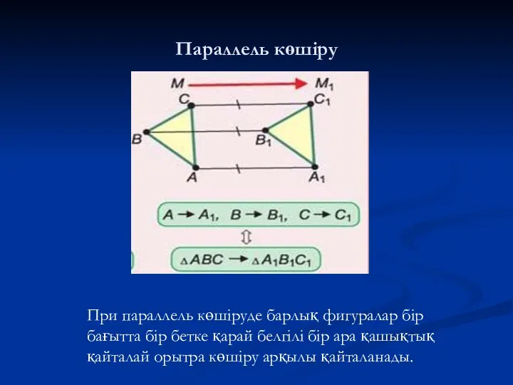 Параллель көшіру При параллель көшіруде барлық фигуралар бір бағытта бір бетке